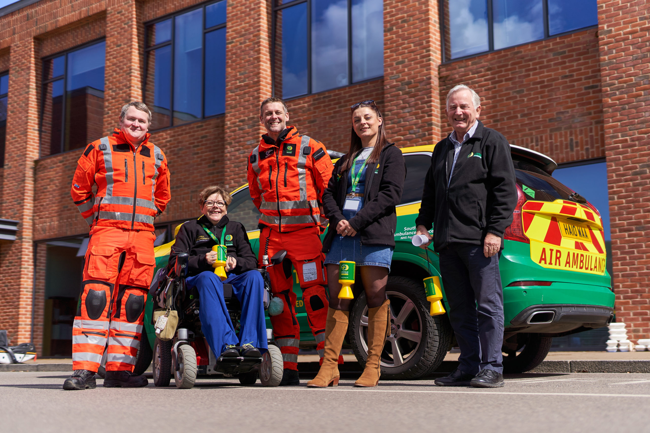 Our Volunteers speaking to the Air Ambulance crew