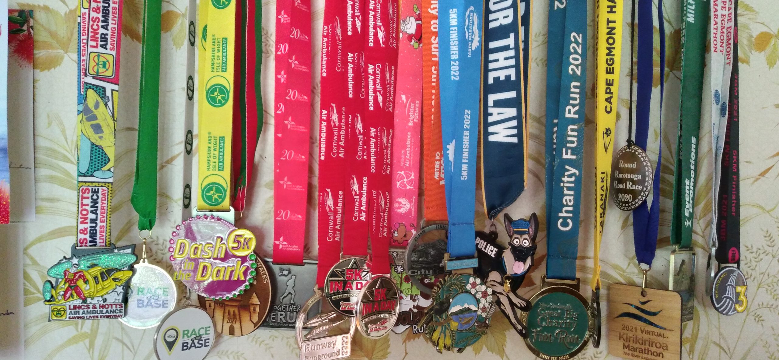 A collection of medals from charity events