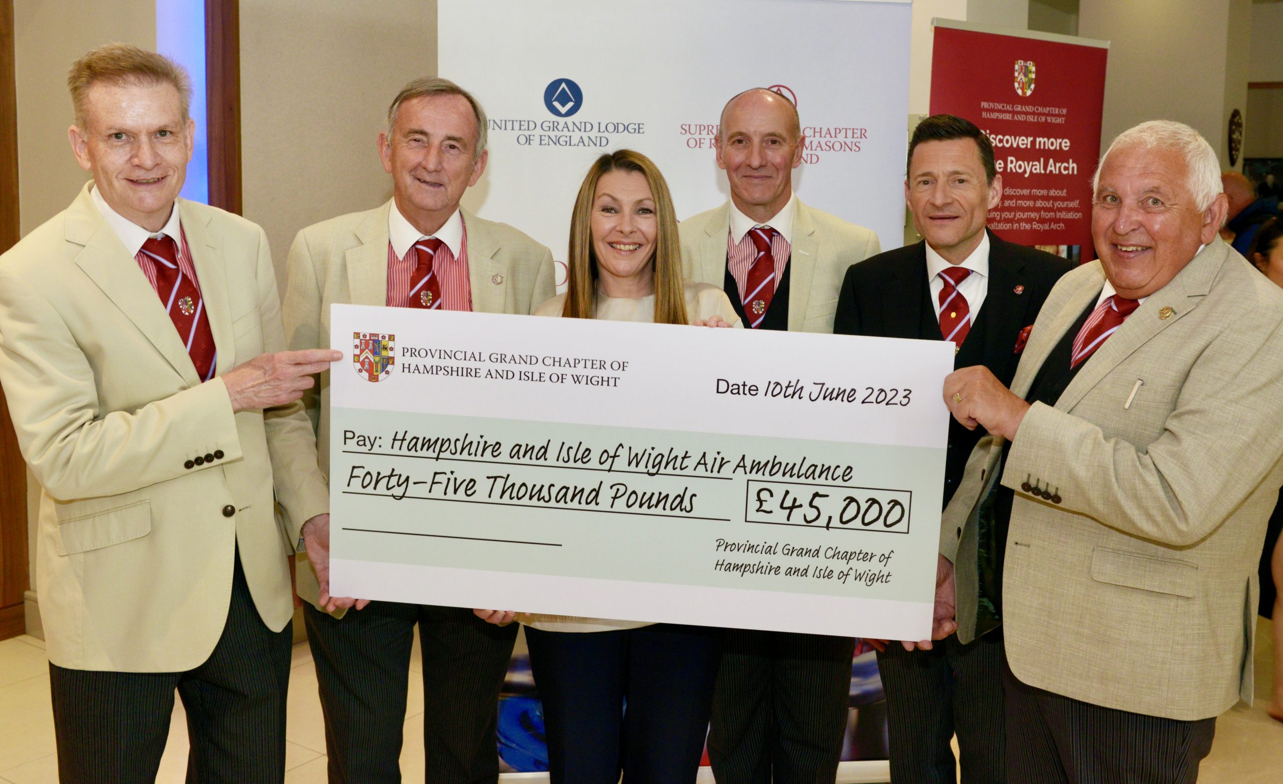 Freemasons raise £45,000 Hampshire and Isle of Wight Air Ambulance