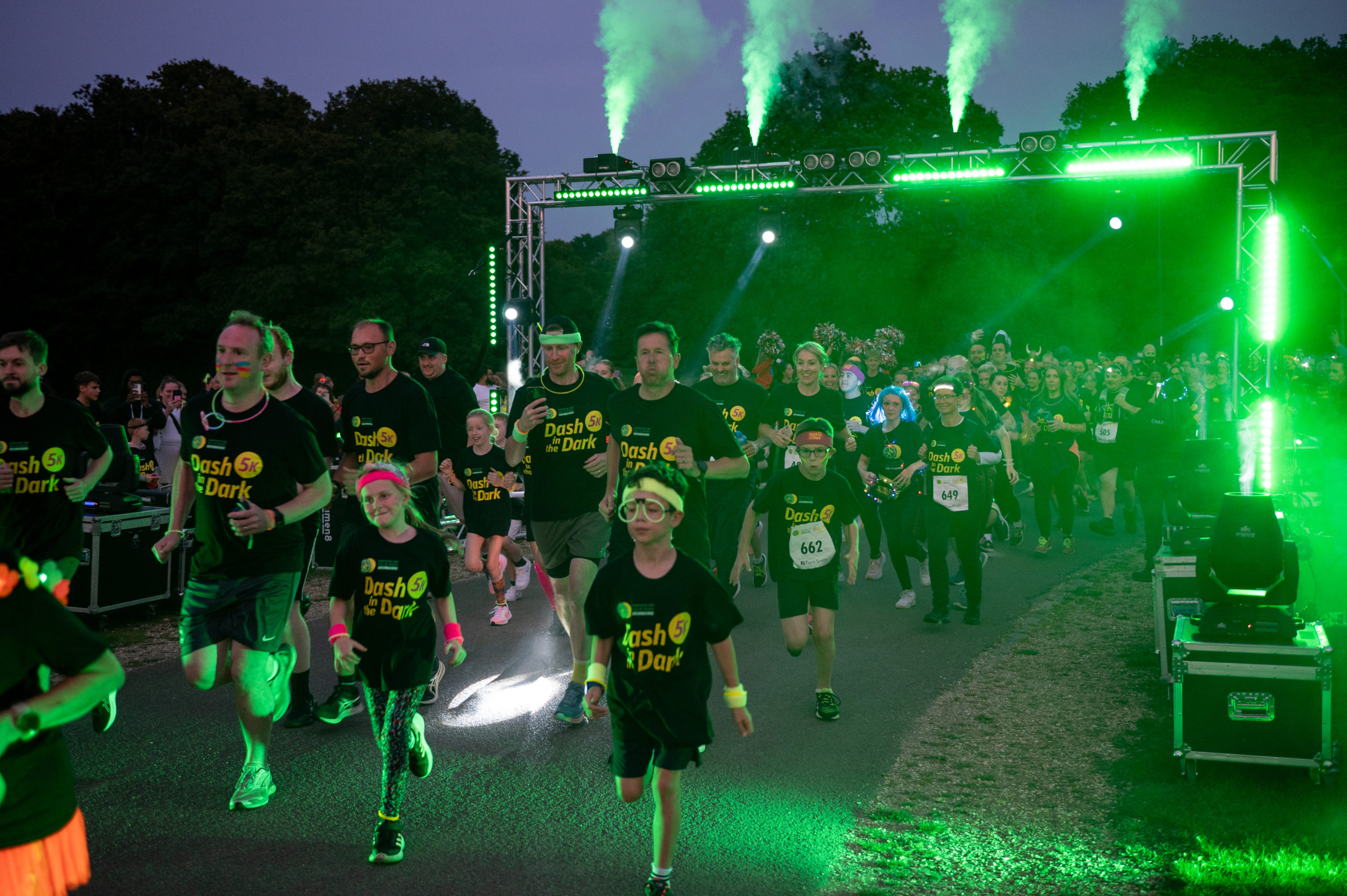 Runners at the start line of Dash in the Dark.