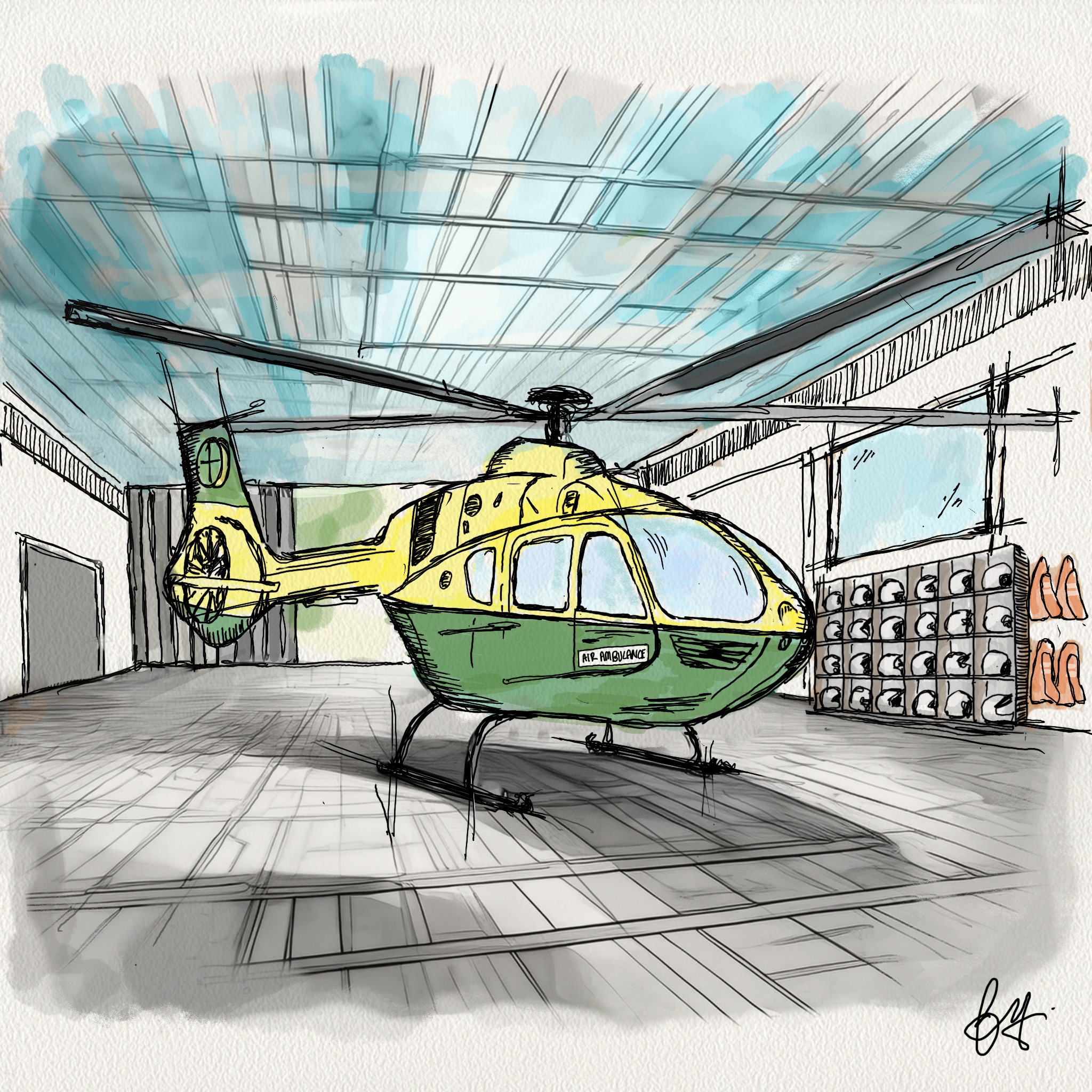 Illustrations of the new hangar